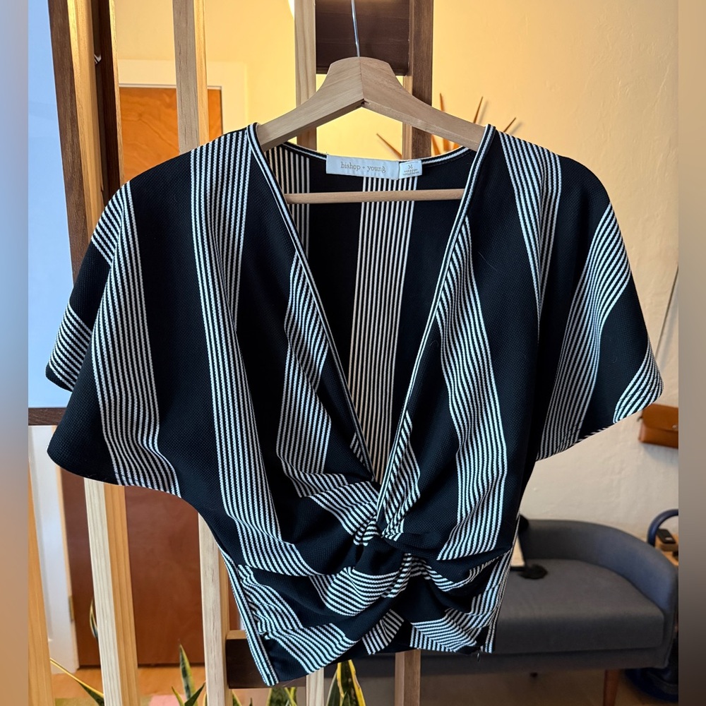 bishop + young brand black & white top